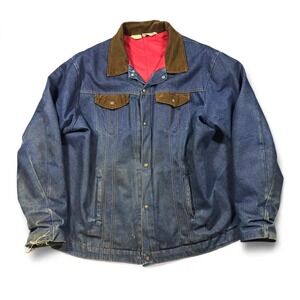 Vintage 70s Key Imperial Denim Work Jacket Men's L Blue Corduroy Collar